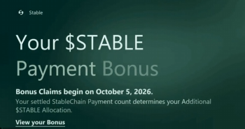 SfcibbDAIUpatcs's tweet photo. $STABLE Payment Bonus Claims Open October 5, 2026.

StableChain Payment Users qualify for an Additional $STABLE Allocation based on how many payments they've already settled.

Check your Bonus 👇

https://t.co/drlwfzbnoh https://t.co/wYLugLOW7A