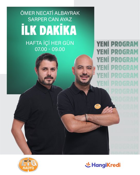 LigRadyo's tweet photo. 👉@hangikredicom sponsorluğunda
@necatialbayrak5 ve @sarpercanayaz ile  
#İLKDAKİKA Lig Radyo'da başladı!    

Canlı👉https://t.co/9inw7FTE0z 

#işbirliği #reklam https://t.co/ckJwFH3jz0