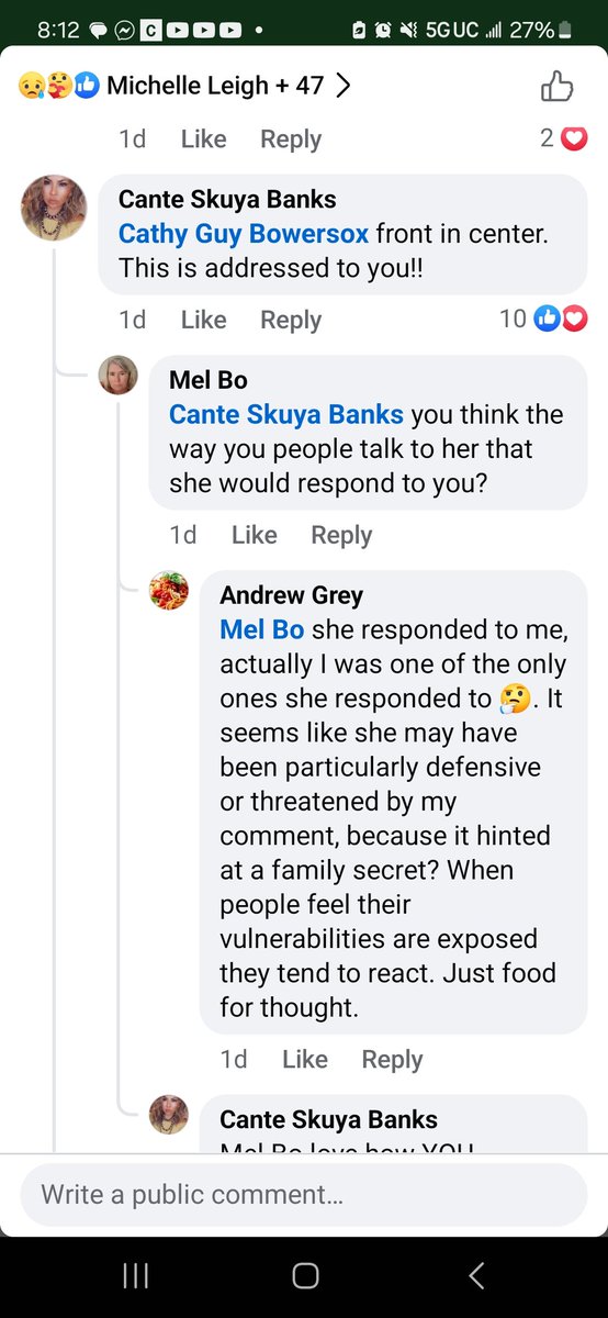 Itsjustlauren86's tweet photo. Comments on the post from Fermina Gomez, the day she stepped up to speak her truth about the ordeal they went through, at the hands of the Sox and Feet. 

This Andrew guy really laid Cathy out....BOOM 💥😱💥👏👏

More screenshots in the comments https://t.co/p5jygiianz