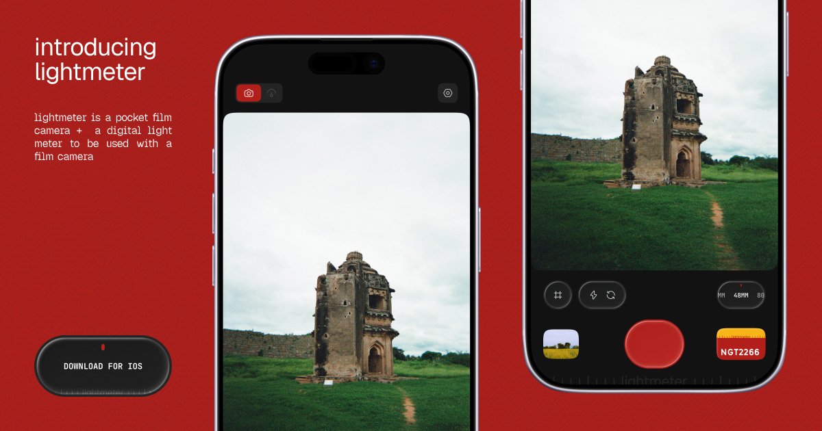 goelaakash79's tweet photo. A real light meter when you carry film. A film camera when you don't.

Lightmeter is live on the App Store – my first iOS app. https://t.co/658Jje1qkc