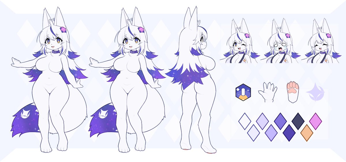 Rexyun_'s tweet photo. ✨️Reference sheet update!
more chubby body and new clothes 💜

🎨Design by @Dev_Voxy 💙 https://t.co/yJixdnN06w