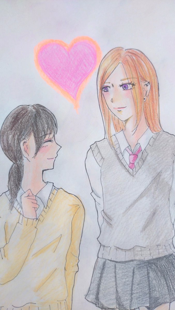 Pureheart1994's tweet photo. 今百合ドラマ観て描きたくなったんだけど、何かめちゃくちゃ勇気いるな(笑)
やっぱり腐っても、我は女か…………

 #イラスト
 #アナログ絵 https://t.co/Je0eXYeZLg