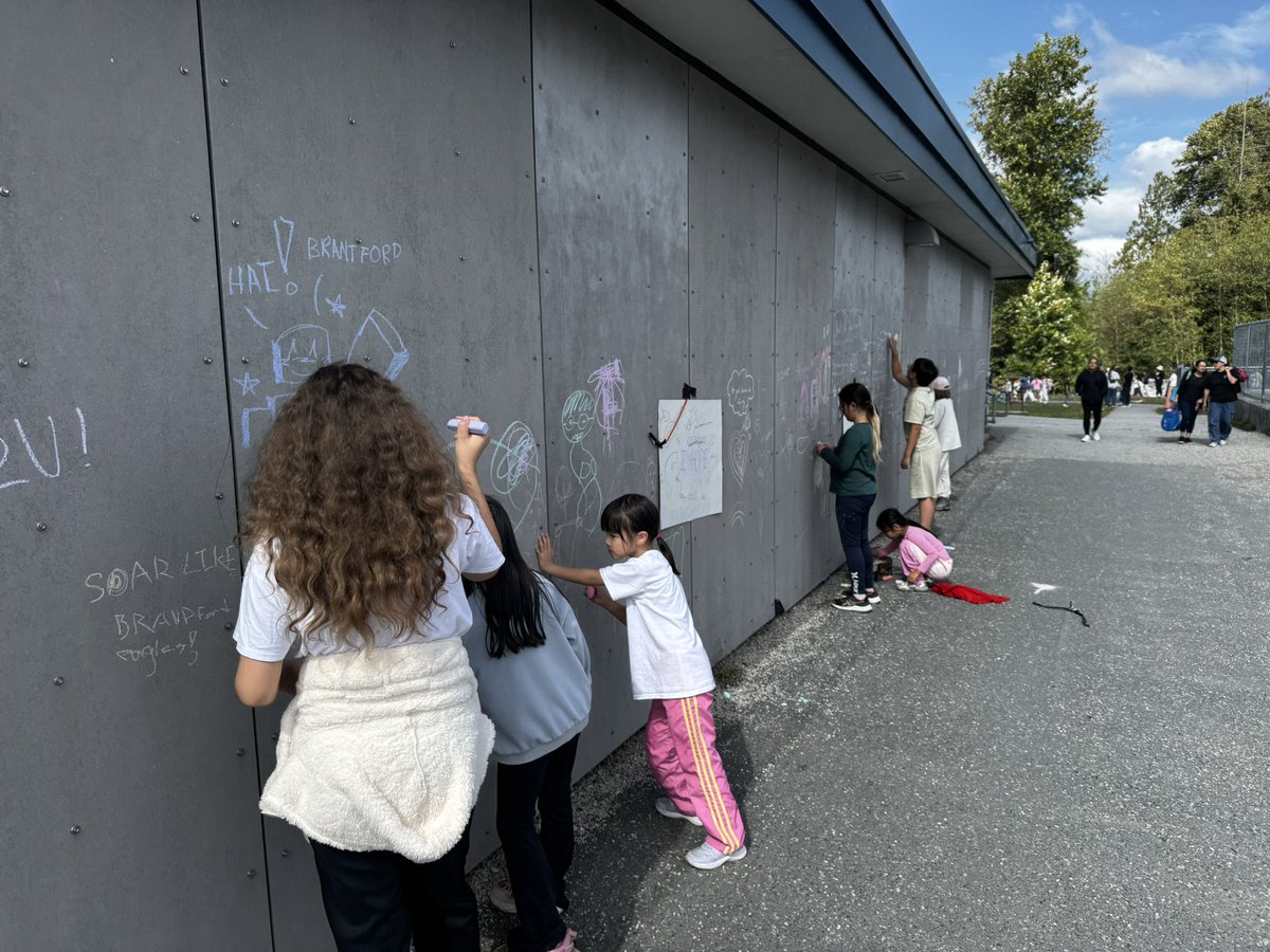 ScottHodges76's tweet photo. At the @brantfordSD41 welcome back family picnic, students were encouraged to write their hopes for the year on the school walls! (With washable sidewalk chalk😁) https://t.co/r61Ec8rtQK