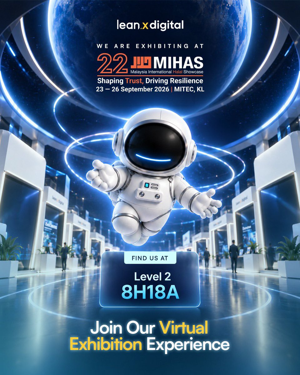 leanxdigitalmy's tweet photo. Leanx Digital is at MIHAS 2026 🚀
📍 Level 2, Booth 8H18A, MITEC KL
🗓 23–26 Sept

Can't make it? Walk our booth virtually 👇
https://t.co/M4ENeQVdZ5

#MIHAS2026 #HalalShowcase #LeanxDigital https://t.co/fMzybkdm9s