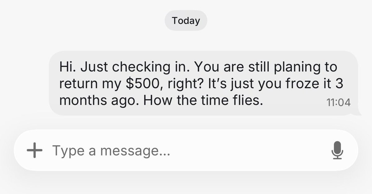 btc_igor's tweet photo. This is my routine now. Every month I text @Revolut to ask if they’re planning to return the money they stole from me.

This is a warning for everyone to never put anything worth more than a groceries bill into this scam bank. https://t.co/PZnPAEy1Z7