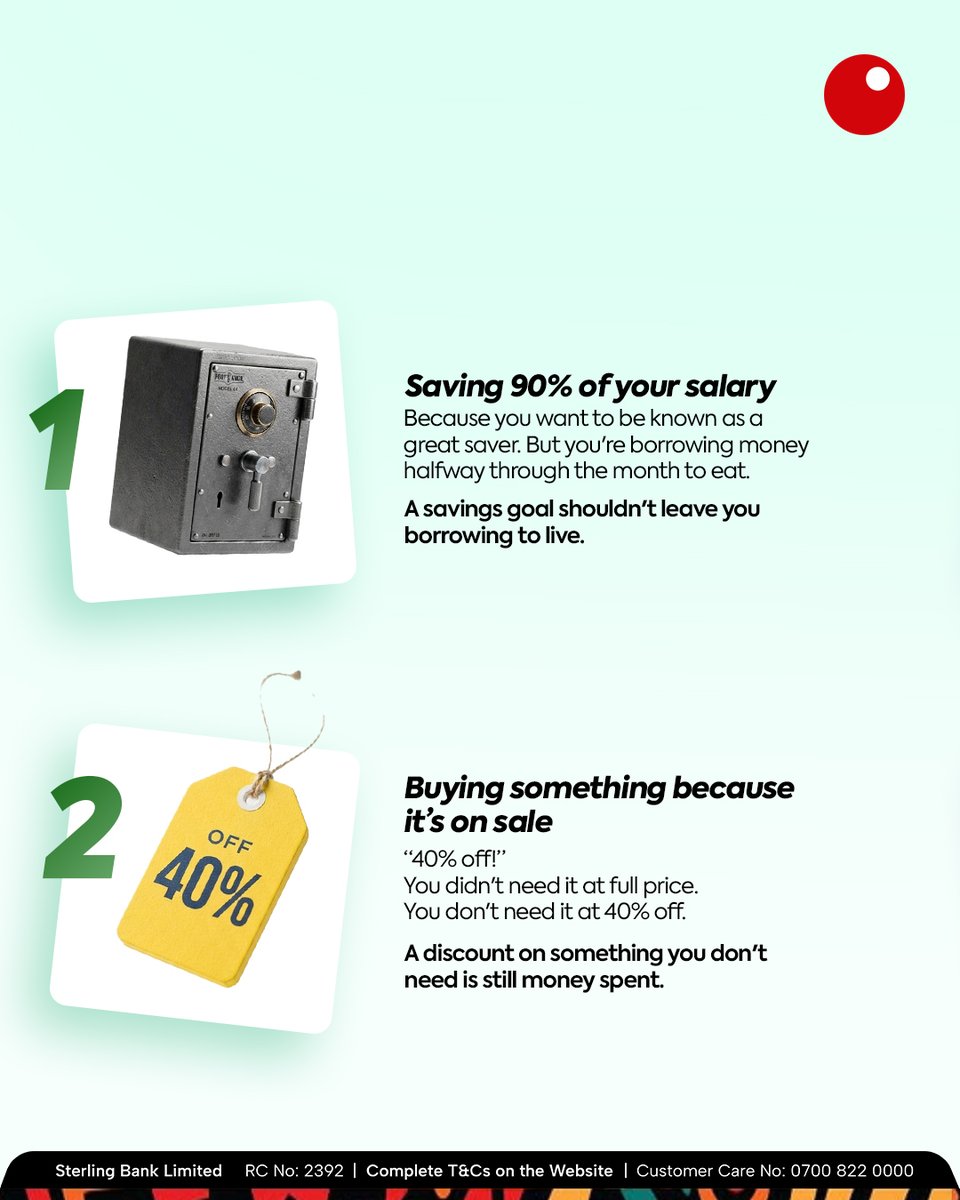 Sterling_Bankng's tweet photo. Saving money is more than putting money away. It’s what you do with it once it’s there.​
​
Are your money habits actually helping you save, or just making you feel like you are? Take a closer look at the little things. They add up. 👀​
​
#MoneySense #Sterling #SmartMoneyHabits #PersonalFinance