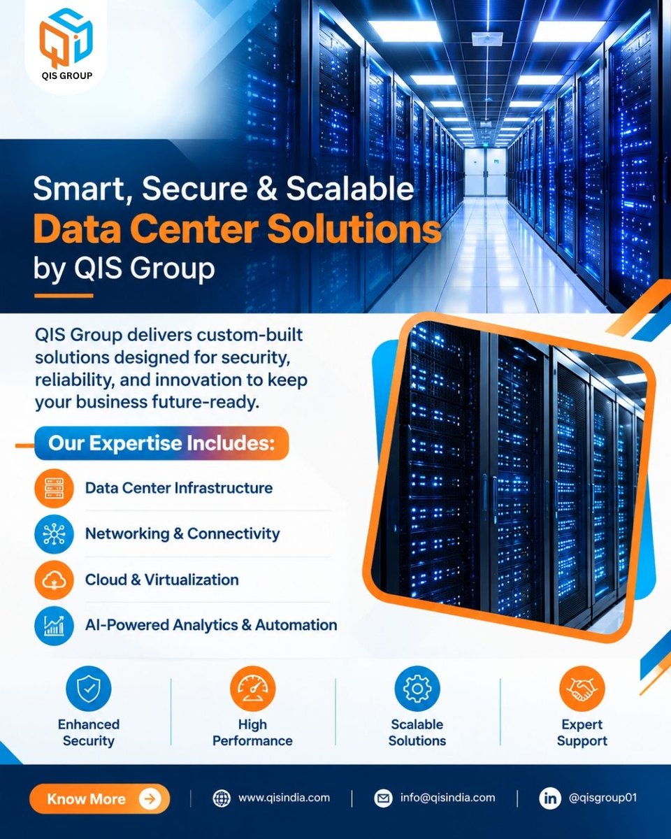 Qisgroup01's tweet photo. 🚀 Smart, Secure & Scalable Data Center Solutions by QIS Group
🌐 https://t.co/KoB1efrOeh | 📩 info@qisindia.com
#QISGroup #DataCenter #ITInfrastructure #CloudComputing #SmartTech #SecureData #FutureReady #AIPowered #QISIndia #QualityInternationalServices https://t.co/jJihTKeju4