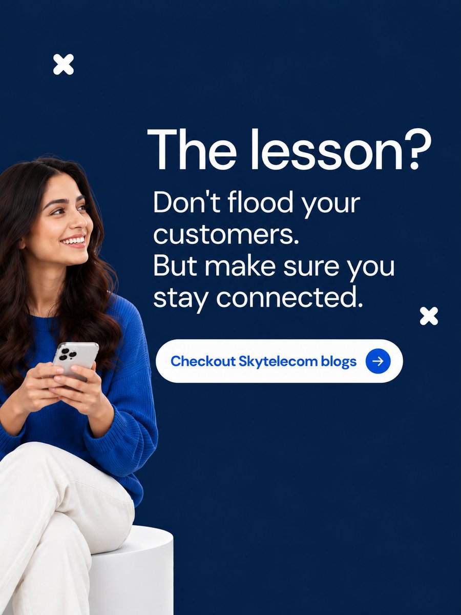 Skytelecom_x's tweet photo. Don’t flood your customers with messages—stay connected with purpose. 📲Keep your communication timely, relevant, and meaningful with Skytelecom.Explore the Skytelecom blogs for more insights.#Skytelecom #BusinessCommunication #CustomerEngagement #Messaging #Telecom #DigitalCommunication