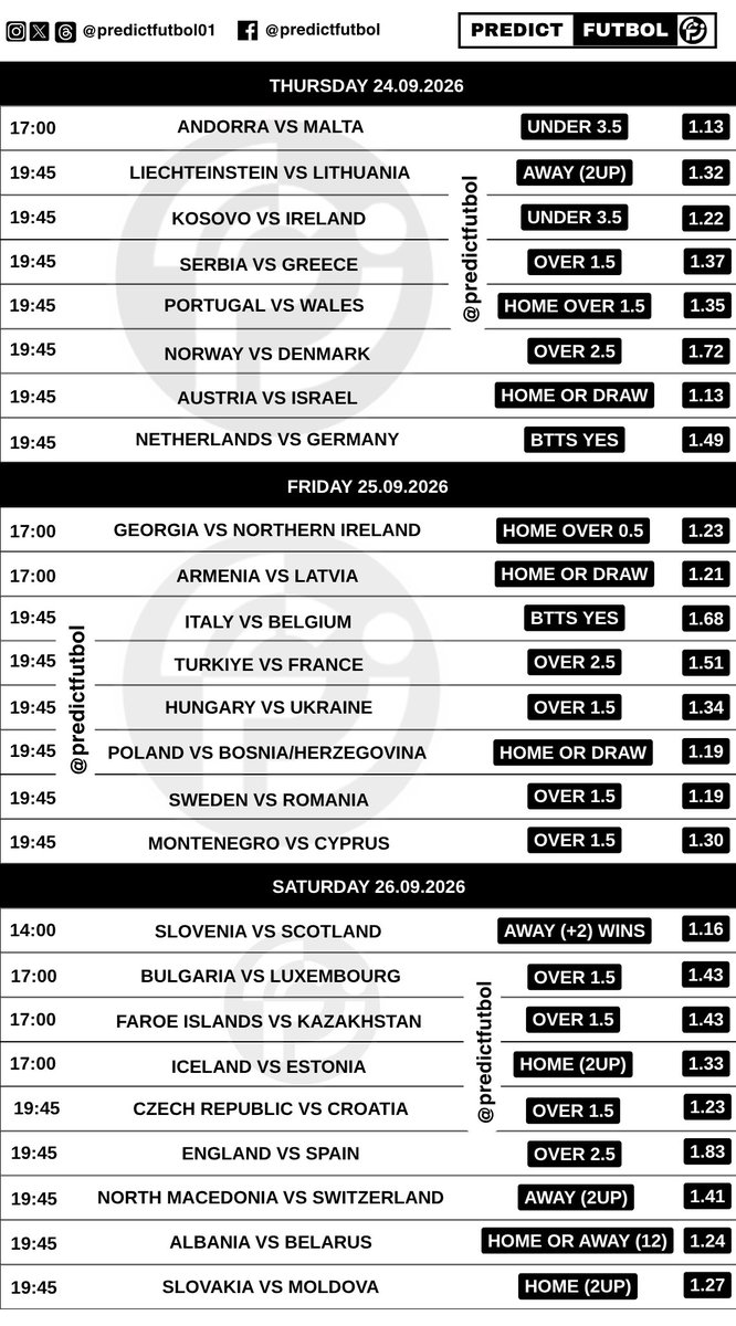 predictfutbol01's tweet photo. 🇪🇺 UEFA Nations League Predictions ✅

Join our telegram channel here
👉 https://t.co/rqCqHY9JWH https://t.co/xhlCJX5vls