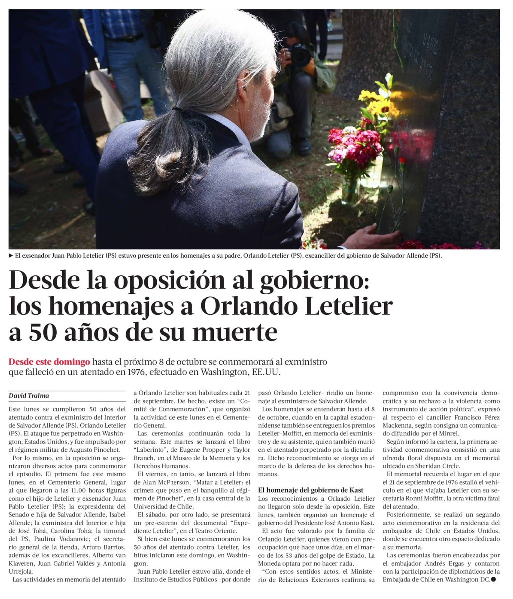 ojodelmedio's tweet photo. A 50 años del asesinato de Orlando Letelier en Washington por parte de la dictadura de Pinochet, la cobertura de LT y ElMer no podría ser más distinta. https://t.co/vLjKh6dqRk