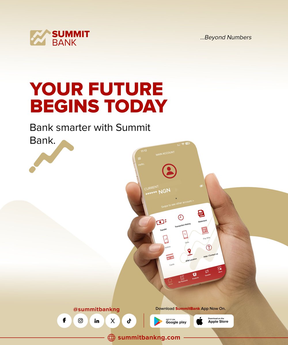 SummitBankNG's tweet photo. Welcome to Summit Bank. Bank smarter with Summit.

#SummitBank #Future #BeyondNumbers https://t.co/BeBVHuGXhQ