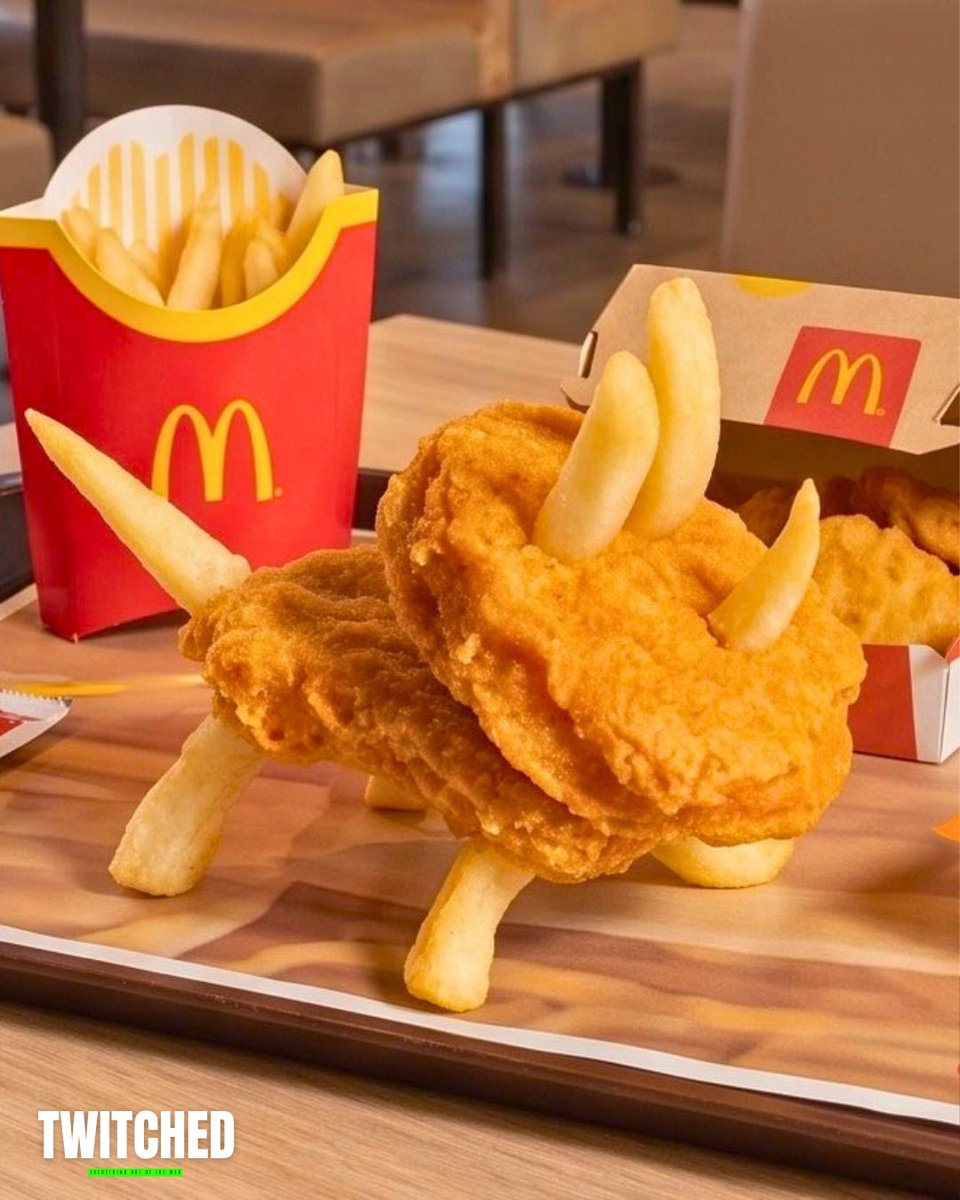 TwitchedNews's tweet photo. 🍟🦖🍔 INSOLITE || McDonald’s Guatemala publie le mode d’emploi officiel pour transformer 2 nuggets et 14 frites en dinosaure. https://t.co/KZjEICQbgF