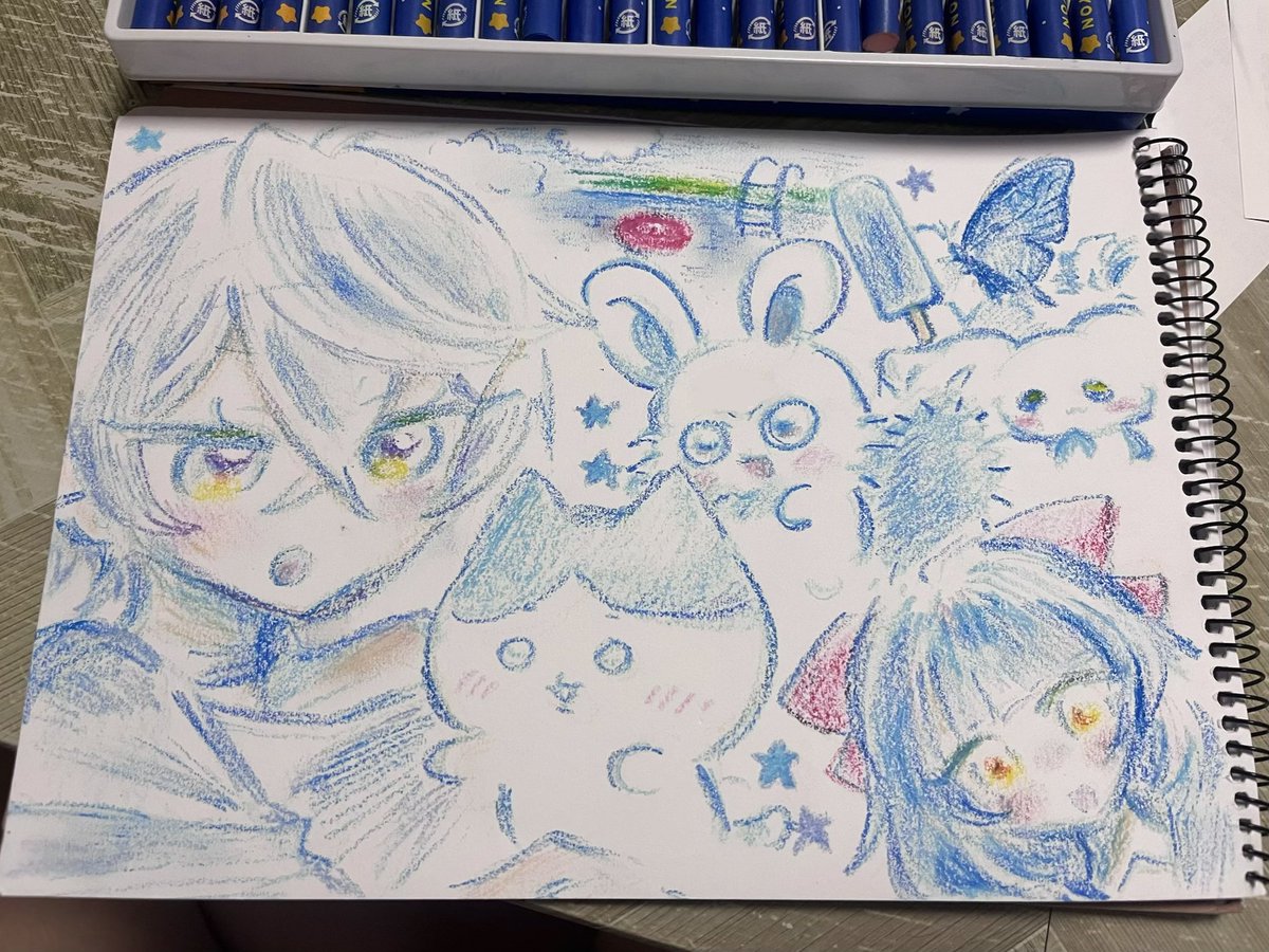 nn02u's tweet photo. イベントで隣で一緒に私も描いてたやつ😆💙🖍️ https://t.co/uXKoRQOo13