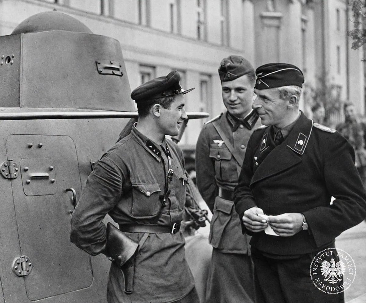 ipngovpl_eng's tweet photo. The Day the Wehrmacht and the Red Army Marched Together: Brest-Litovsk, 22 September 1939

➡️Only three weeks earlier, Germany had invaded Poland from the west. Then, on 17 September 1939, the Red Army crossed Poland's eastern frontier. The Polish state was being crushed from two directions. Now the two invading powers were meeting in Brest-Litovsk.

➡️Heinz Guderian, commanding the German forces in the area, stood alongside  Semyon Krivoshein, commander of the Soviet troops taking over the city. The Germans were handing Brest and its fortress to the Red Army. The transfer was marked by a military ceremony and parade.

➡️German and Soviet soldiers passed through the city together, beneath the symbols of two regimes whose cooperation had helped make the destruction of Poland possible. It was one of the most remarkable images of September 1939. But there was something almost surreal about the scene. These soldiers would not remain partners for long. Within 21 months, those two parties would become deadly enemies.

➡️Behind the ceremony was the recently signed Molotov-Ribbentrop Pact, whose secret protocol had divided much of Eastern Europe into German and Soviet spheres of influence. The agreement had created a temporary understanding between two regimes with radically different ideologies and ambitions.

➡️Less than two years later, on 22 June 1941, Germany invaded the Soviet Union. The soldiers who had stood together in Brest in September 1939 were now on opposite sides of the largest land war in history. And Brest would again become a battlefield.