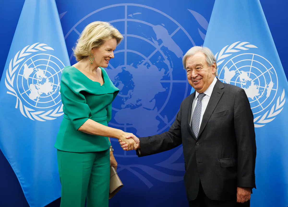 BlogMathilde's tweet photo. Queen Mathilde &amp; Antonio Guterres
(Belga) https://t.co/nByTcWVidT
