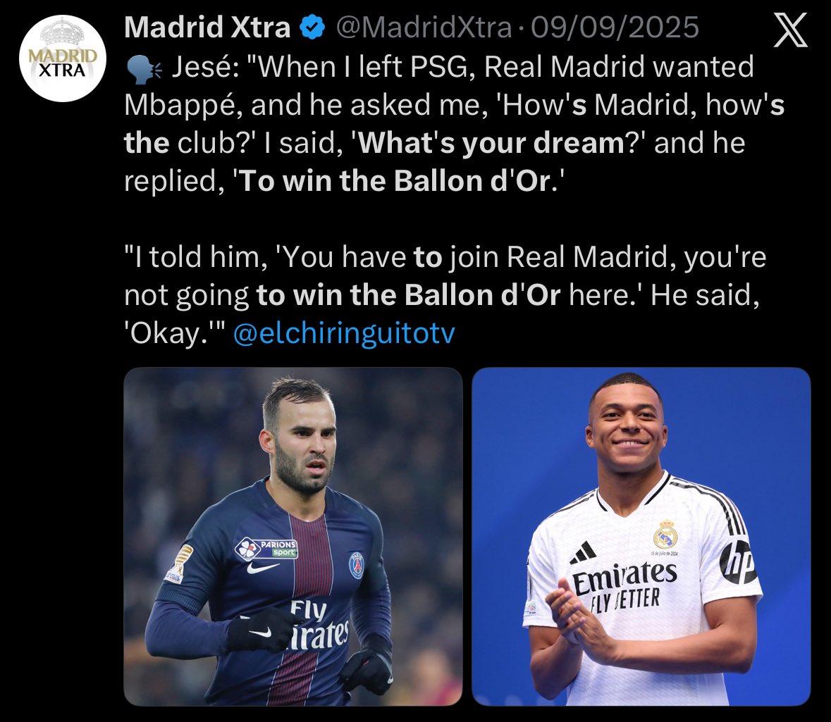 idoxvi's tweet photo. Mbappe joined Real Madrid for one reason, and one reason only, and it’s not because he loves the club like he wants you to believe…

Suddenly his recent interviews make sense. https://t.co/9LMFsFTbye
