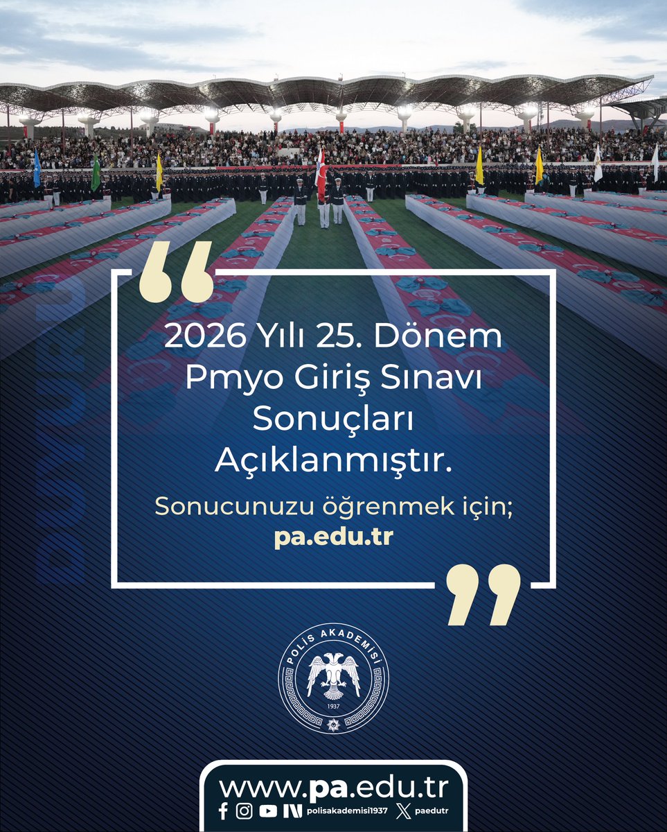 paedutr's tweet photo. 2026 Yılı 25. Dönem PMYO Giriş Sınavı Sonuçları Açıklanmıştır.

💻Sonucunuzu öğrenmek için; https://t.co/vGBZeIW2H7 https://t.co/5Z8n1QIFW2