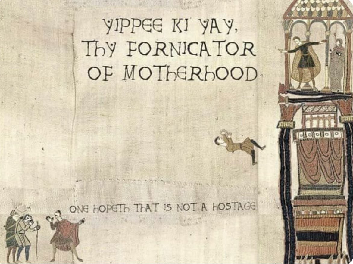 The_East_End's tweet photo. Blimey - you lot ARE insistent, aren’t you? 🤣 Right, the last few Bayeux Tapestry omissions for a good few weeks.

This time, popular culture…

#eastend #history #humour #bayeuxtapestry https://t.co/s34BBP1CgM