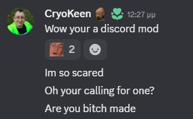 Bill_Master2's tweet photo. @cryo2052 Went to the Ice Poseidon discord server to defend his "honour" for some reason
#fishtanklive #seeex https://t.co/80EZwGaR0I