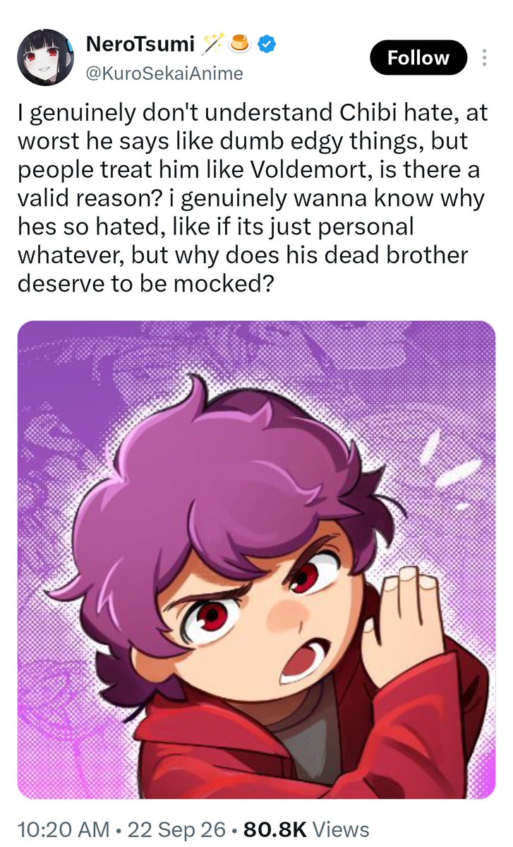 viceboy182's tweet photo. @KuroSekaiAnime , stop pretending you don't know. You interact with and defended Chibi, you're intentionally baiting. There is no way that you don't know what happened to the Chibi controversy https://t.co/kfUOJnBhge