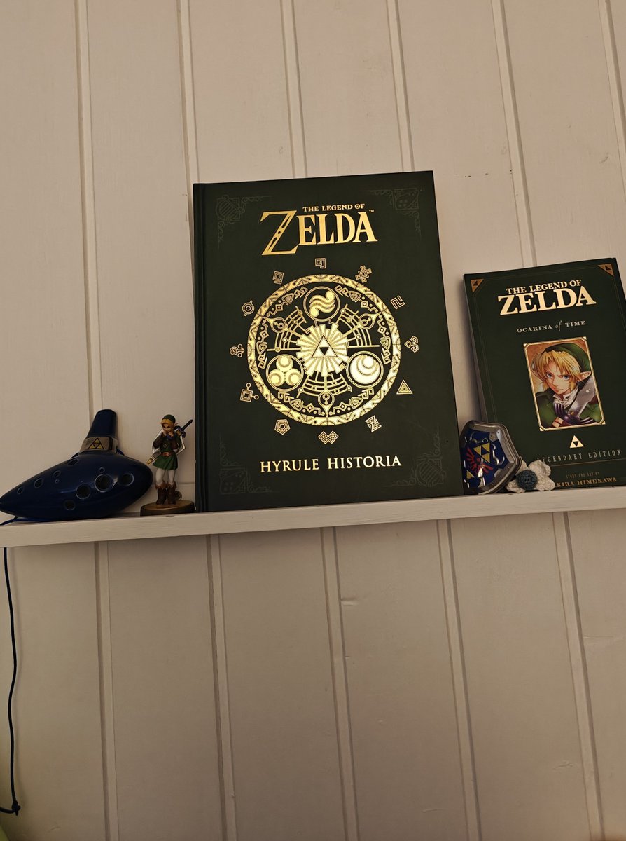 LadyVilja's tweet photo. I love my little Ocarina of Time shelf, it's so cute https://t.co/klKoKAkoyB