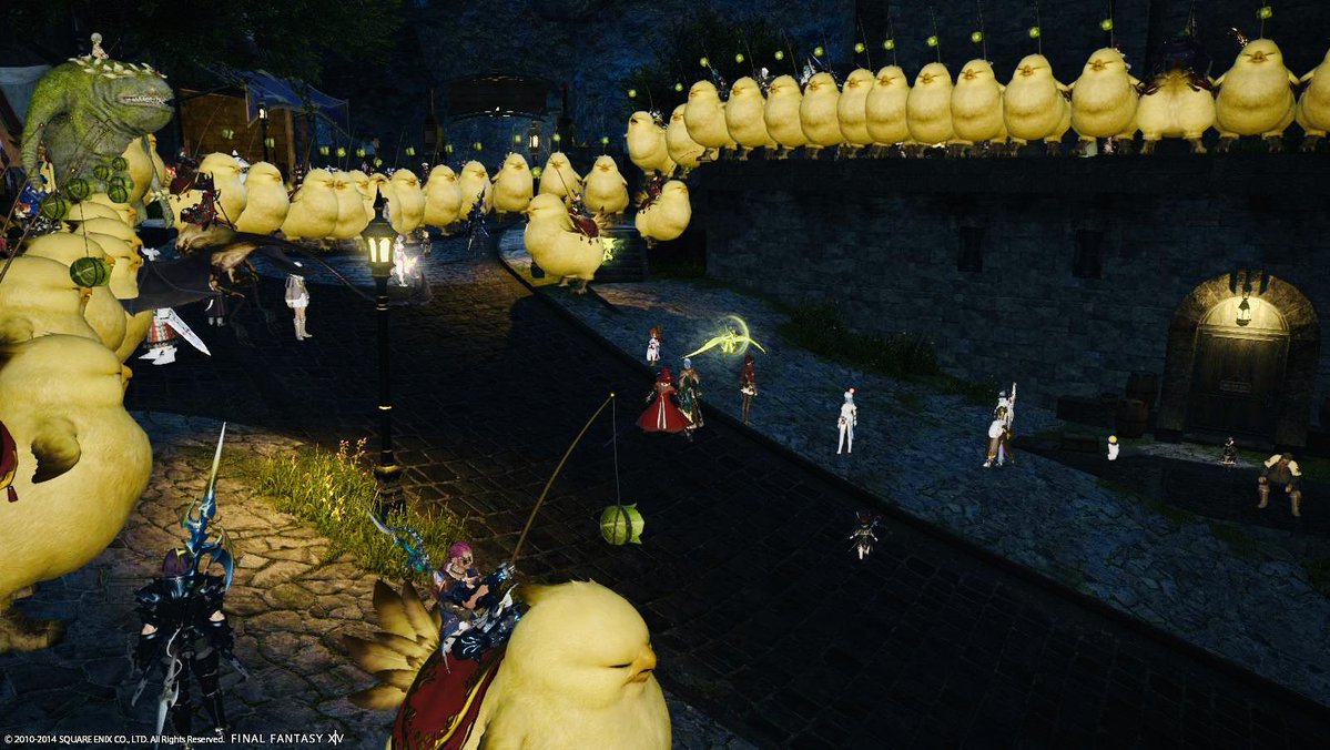 LavenderHerb101's tweet photo. Just an endless wall of giant yellow birds dangling cabbages on the Midgardsormr server. Peak A Realm Reborn endgame. Please respect Eorzean history. woot woot! 💅✨💜
#FFXIV #WhiteMage #MMONostalgia #MorDhona https://t.co/Thxhd1xBDE