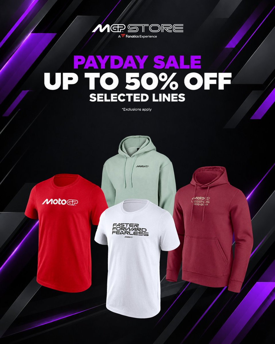 MotoGP's tweet photo. This is your sign to renew your #MotoGP wardrobe! 👕👉 https://t.co/yoF54mZXFU 

Shop now and save up to 50%! 💸 https://t.co/YxsmaqgyZl