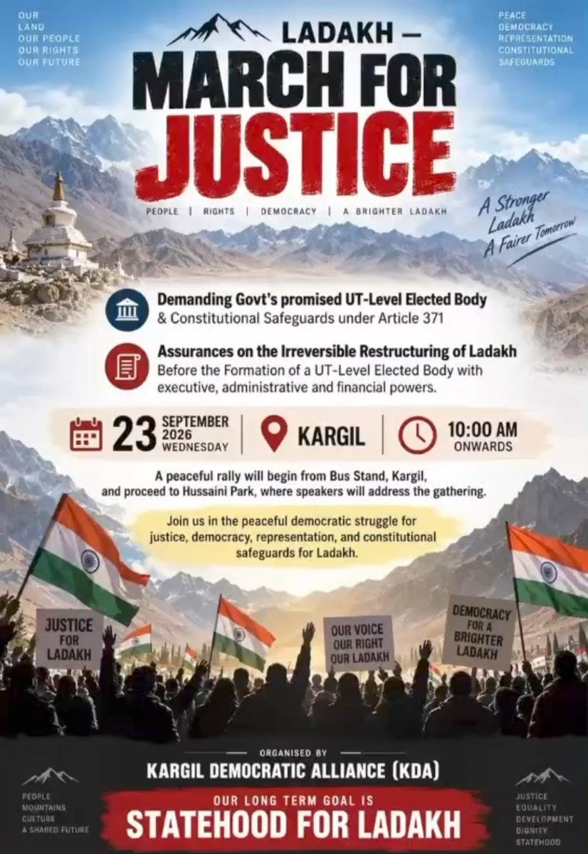 Aksad4u's tweet photo. AKSAD stands in solidarity with the people of #Ladakh &amp; fully supports the peaceful “March for Justice” being organised by the #Kargil Democratic Alliance (KDA) in #Kargil on 23 September. https://t.co/pijnIIScjW
