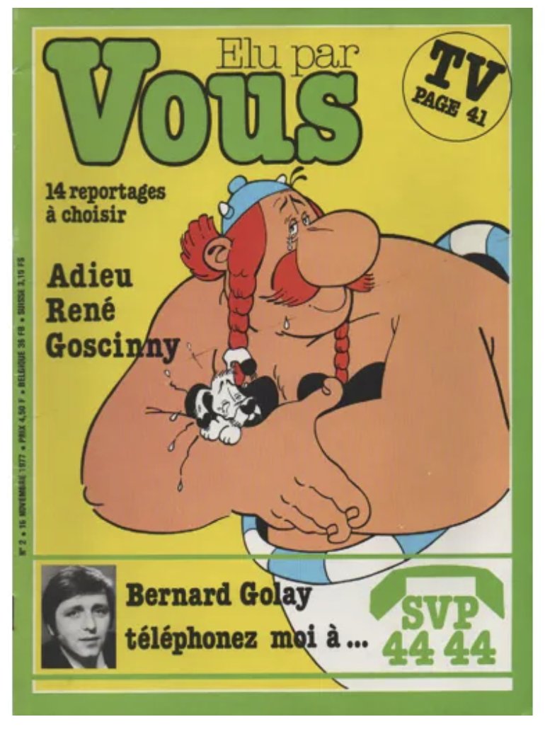 AlainHanel's tweet photo. JUSTE POUR UN BEAU SOUVENIR…
En 1975, après un entretien téléphonique et un rendez-vous, je mets mon savoir-faire à la disposition d'un grand gourou du disque, marchand d'art et propriétaire d'une écurie de course de chevaux…
Simon Waintrob avec qui je vais collaborer pendant plusieurs années…
Son catalogue était lourd de succès et les artistes qu'il représentait cassaient la baraque…
Salvador Dalí, Mike Brant, Francis Lai, Anthony Quinn et tant d'autres étaient les stars des émissions de télévision et des ventes de disque…
En 1977, rue de Miromesnil se tient une réunion avec Guy Lux, qui est la boîte à idées ambulante la plus prospère de l'époque…
Il a produit une émission présentée par Bernard Golay : "La Une est à vous" et nous propose d'en faire un magazine papier…
À l'époque nous allions passer de la rue de Miromesnil, un bureau que j'adorais, aux Champs-Élysées où Simon avait décidé de nous emmener…
Une adresse sur les Champs-Élysées, c'est plus porteur que la rue de Miromesnil, me disait-il…
Les bureaux étaient flambant neufs, nous occupions deux étages et je m'y emmerdais.
Mais bon, il fallait sortir ce magazine, j'ai donc fait la connaissance de Bernard Golay et une amitié sincère nous a réunis dès le premier jour…
Nous avons après quelques péripéties réussi à éditer le nᵒ 1 de ce magazine qui avait la particularité de proposer des sujets à la carte qui étaient édités dans le numéro suivant tenant compte du choix des lecteurs…
Compliqué, mais vu le succès de l'émission, la "Une est à vous" ça devait fonctionner…
Et puis, Guy Lux ne se trompait jamais...
Beaucoup de travail, beaucoup de fatigue et au quatrième numéro, le magazine a sombré corps et biens, sauf moi qui suis resté à mon poste de directeur artistique, les disques continuant à tourner…
Après le naufrage, je voyais Bernard de temps en temps, il habitait Sèvres et moi Meudon, donc nous étions presque voisin...
À chaque rendez-vous, il arrivait avec une idée nouvelle, il me parlait d'elle et je lui présentais des idées graphiques...
Cette amitié avec Bernard Golay a duré jusqu'au jour où, frappé par une leucémie, après une longue souffrance, il est parti.
Nous avons partagé de belles années pleines de projets qui ne se sont jamais accomplis, seule était restée notre amitié, qui elle n'était pas un concept, mais un sentiment vrai.
Légende des photographies :
- La "Une est à vous" avec Bernard Golay.
- Le numéro 4 de "ÉLU PAR VOUS", qui sera le dernier...
- Avec l'ami Bernard Golay dans nos bureaux des Champs-Élysées, j'ai 30 ans. 
AH-2026.