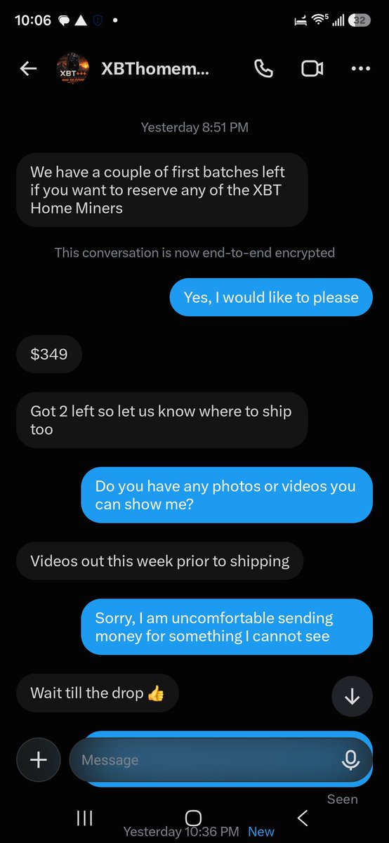 Toonwoons's tweet photo. @MundokAdam @XBThomemining I really had my hopes up because I can't find any blake2b miners, but it is undoubtedly suspicious. They wanted me to send $349 to reserve a miner but can't even show a picture or a video of it.

Also, it would be 10x more efficient than the current most efficient blake2b miner. https://t.co/b9xDgnQ3Vn
