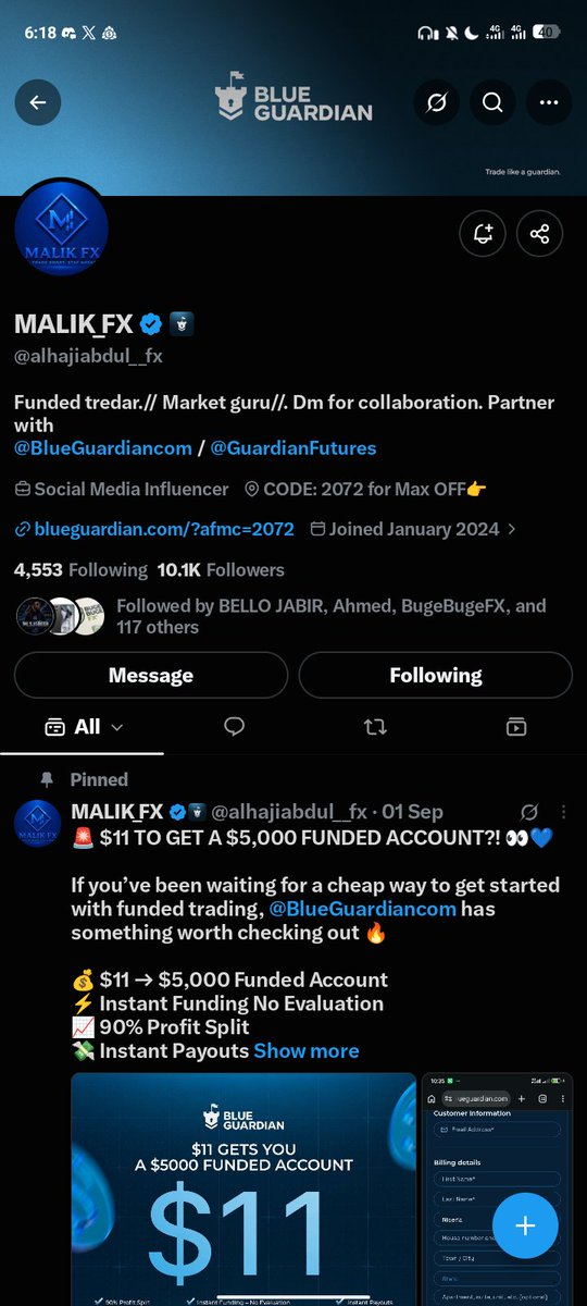 BoyfStevenzvr's tweet photo. @alhajiabdul__fx @BlueGuardiancom @GuardianFutures @GuardianTvLive @blueguardianIN @Shubhankan007 @sodium_nq @BKtradinghubs @jekzcharlez Done all tasks @Just_AlbertFx @ForexKing04 @RoyGoldtrader https://t.co/Eih21QtitK