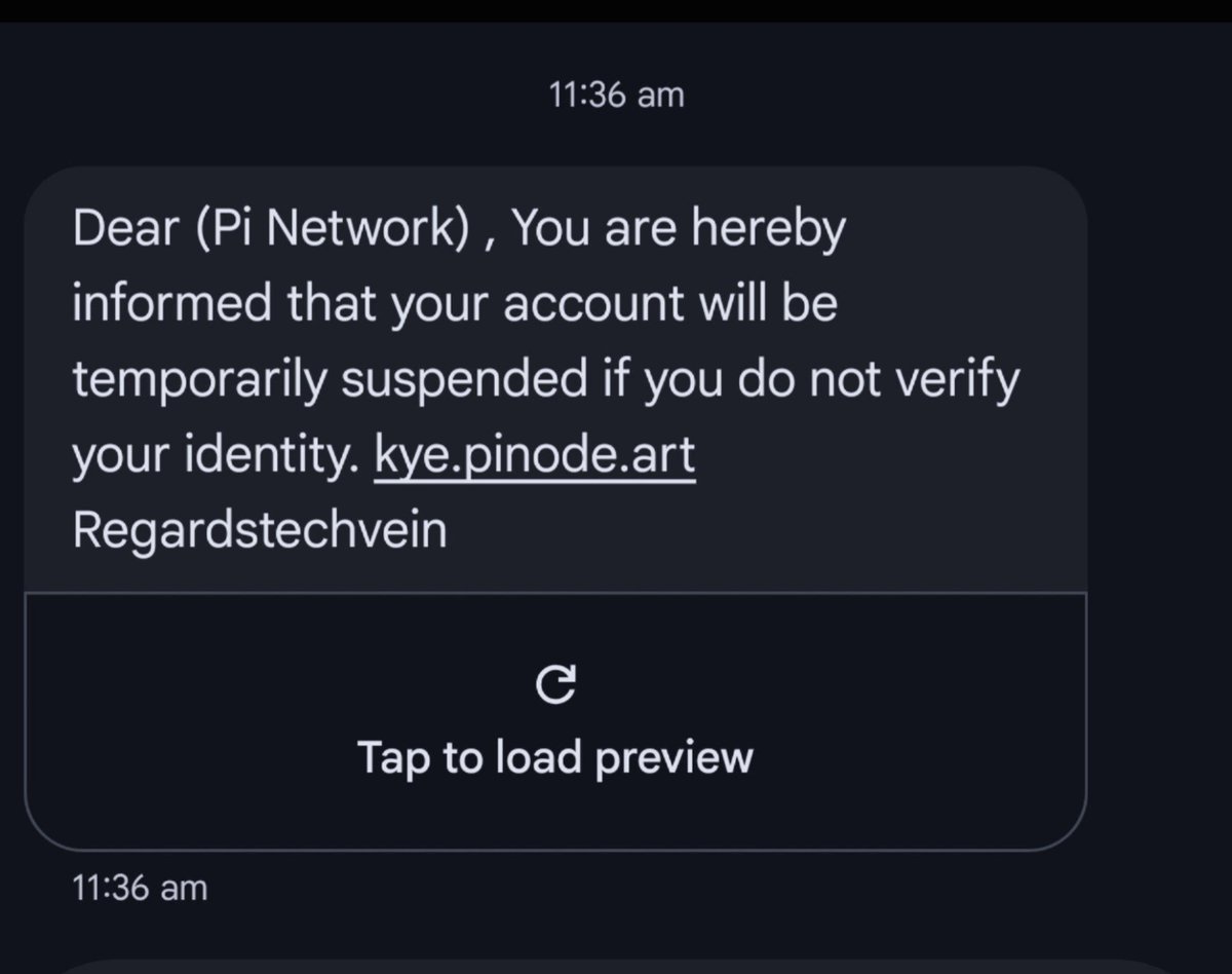 Abhicky117's tweet photo. 🚨New scam alert ( PI NETWORK)

🚨Don't click the link 🔗 

#pinetwork #pi 
@PiCoreTeam https://t.co/G1GN7fpMSO