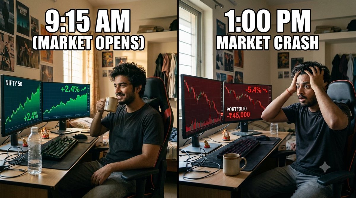 MarketDecodeX's tweet photo. 9:15 AM: "Today I conquer the financial markets!" 🚀📈
1:00 PM: "Can someone please buy me a $1 coffee?" 😭📉

Nifty rollercoaster mode is fully active today! 🎢

#StockMarket #TradingMemes #Nifty50 #Sensex #FinancialHumor #DayTrading #DalalStreet https://t.co/vbDzRsO8Uf