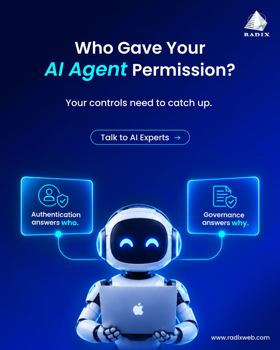 radixweb's tweet photo. Access isn't the same as permission.

AI agents need guardrails, accountability, and clear boundaries before they act.

We build governance first AI agents. Talk to our agentic experts: https://t.co/FEpNxgzTHT

#AIAgents #AgenticAI https://t.co/88NmpSSQHs