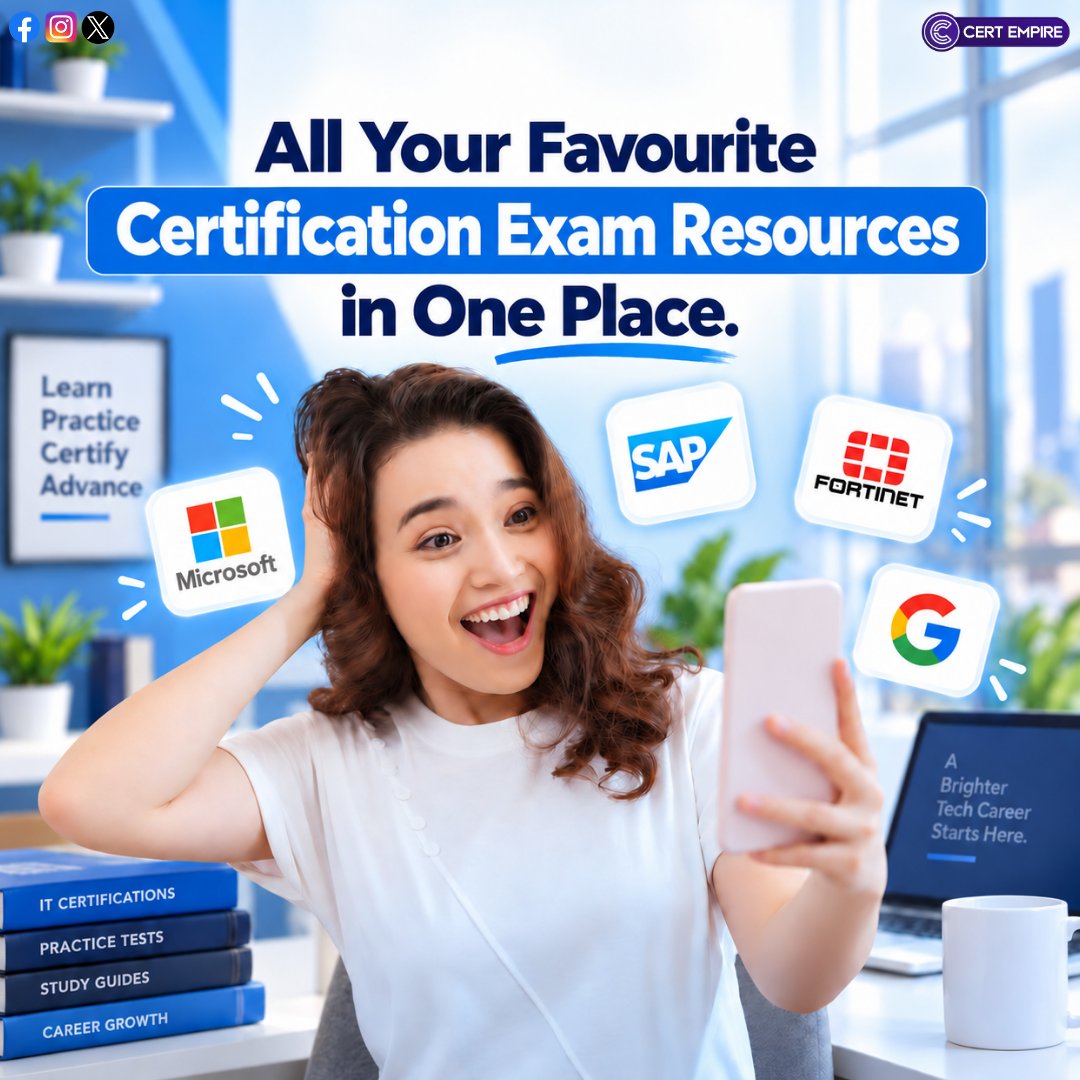 CertEmpire's tweet photo. All your favorite exam resources. One place. 🎯

Microsoft. SAP. Fortinet. Google. Learn, practice, certify, advance.

Your tech career starts here. 🚀

👉 https://t.co/Yjj3Wx1krK

#CertEmpire #ITCertification #ExamPrep #TechCareers https://t.co/tClyMhZETL