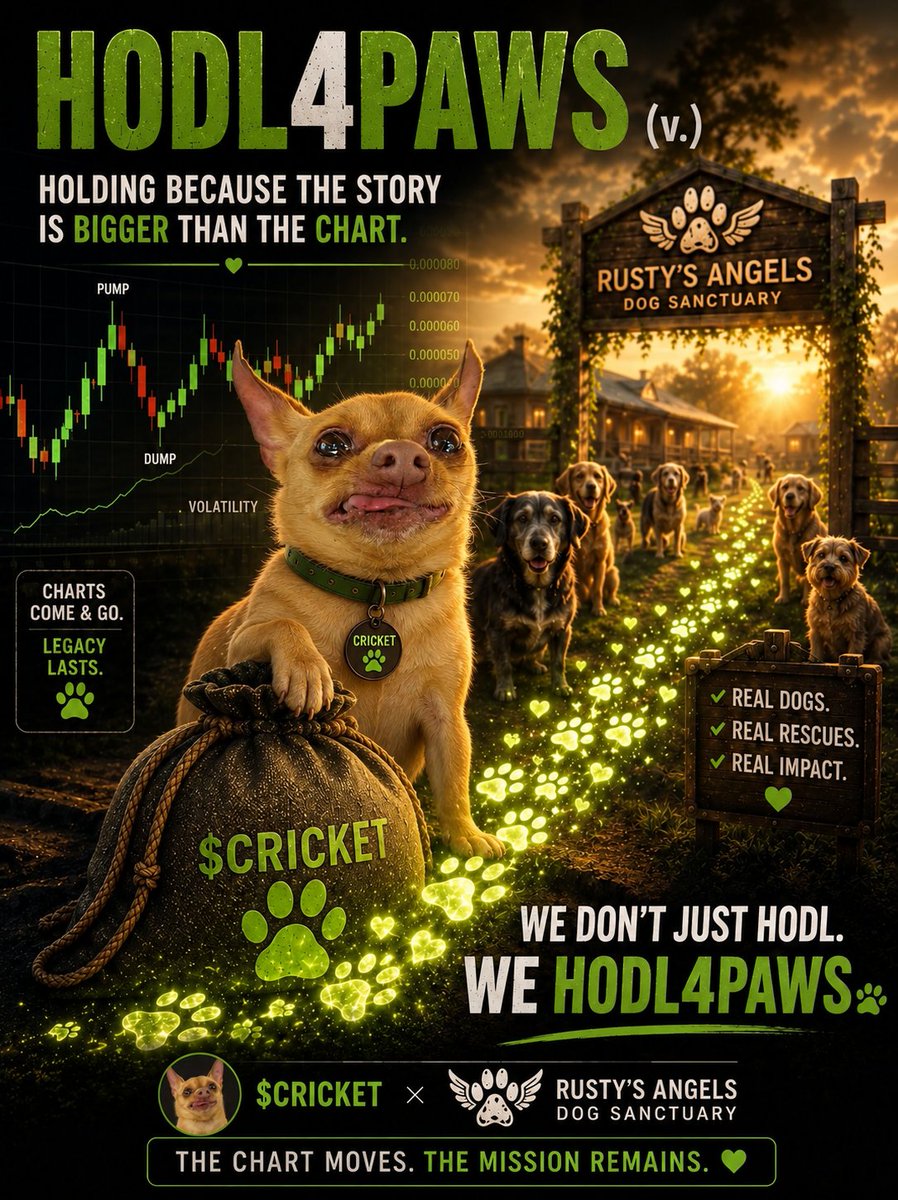 joseph_ath87117's tweet photo. Hi Fwrends,

HODL4PAWS (v.) — Holding because the story is bigger than the chart 📈.🐾💚 https://t.co/sy6rdAODM6