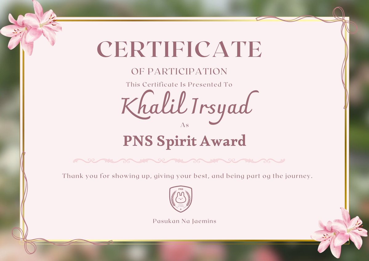 PasukanNaJaemin's tweet photo. ㅤ
🎀 PNS Spirit Award @njaemnt
For carrying the spirit of PNS with pride.
ㅤ https://t.co/vkvtLTS0RE