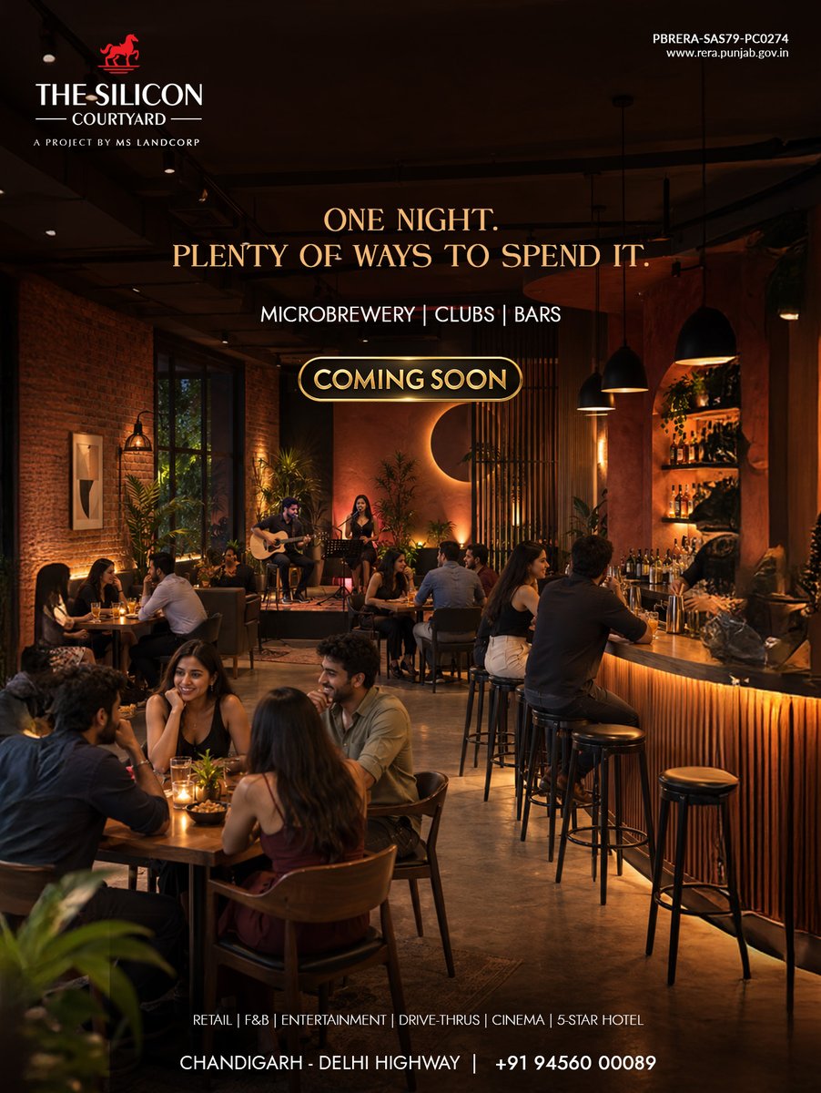 TSCourtyard's tweet photo. From lively bars to microbreweries and clubs, The Silicon Courtyard is bringing together experiences for every kind of evening.
Your nights are about to get more exciting.

Coming soon.

📍 The Silicon Courtyard, Chandigarh-Delhi Highway
📞 To Know More: +91-9456000089 https://t.co/cr8YYALAHp