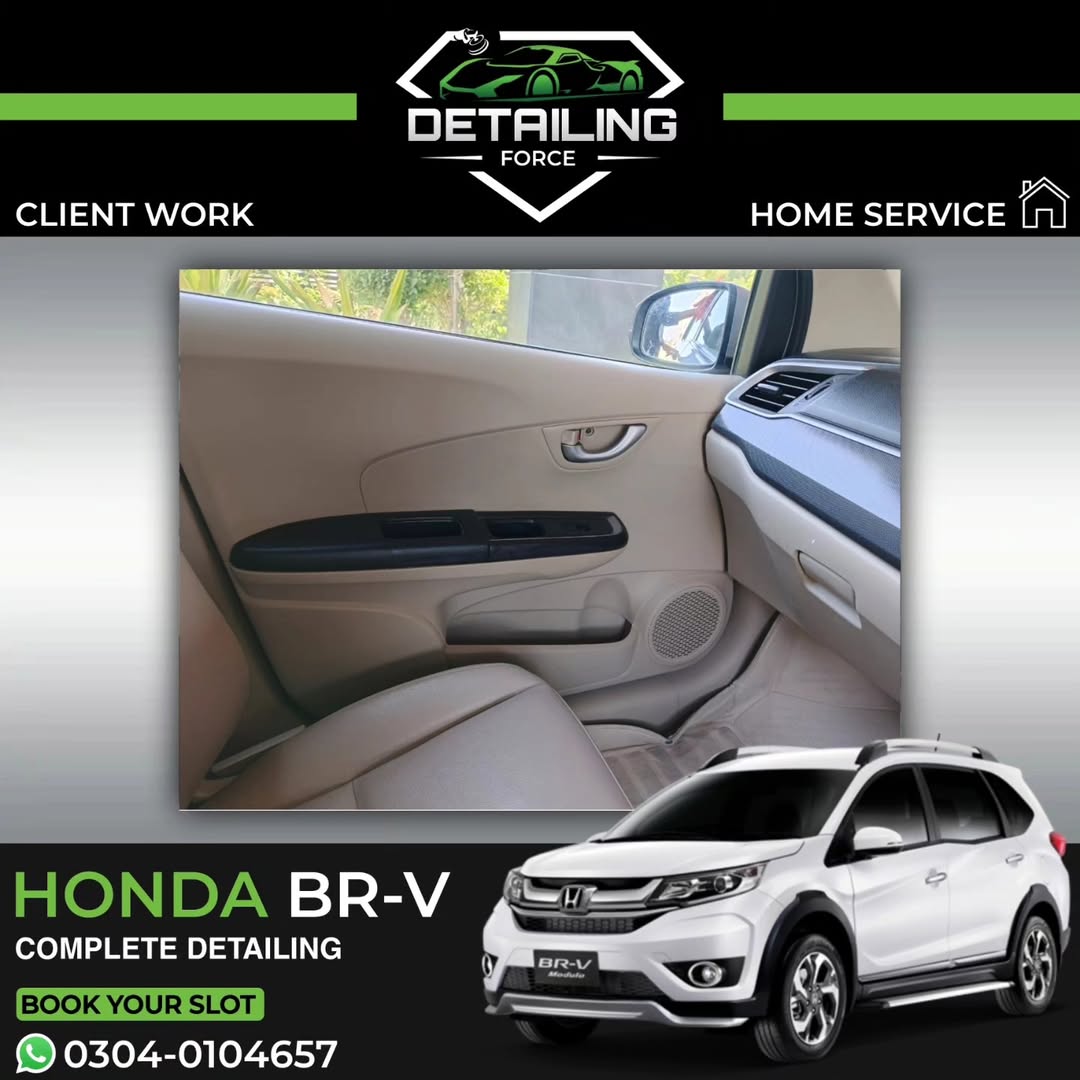 johnkim99419's tweet photo. Professional Honda BR-V complete detailing at your doorstep anywhere in Lahore. Includes polishing, wax, interior, engine, tyres, AC vents, roof, carpets, seats, and more. Book now: 0304-0104657 https://t.co/TAmO7fXLnB