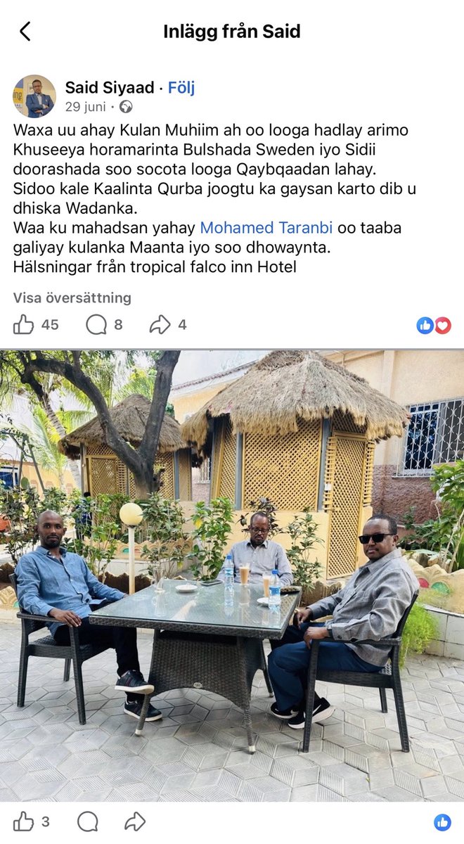 ledarsidorna_se's tweet photo. Den nu invalde nye svensk-somaliske riksdagsledamoten för @vansterpartiet Mohamed Ali har nu börjat "tvätta" sina sociala medier.

Bland annat dokumentation som styrker det möte i Mogadishu under sommaren där svensk-somaliska intressen avhandlades. De är borttagna nu.

Som av en ren slump.

Annan media är fria att använda allt jag lägger upp. Som bilderna från mötet. 

#svpol