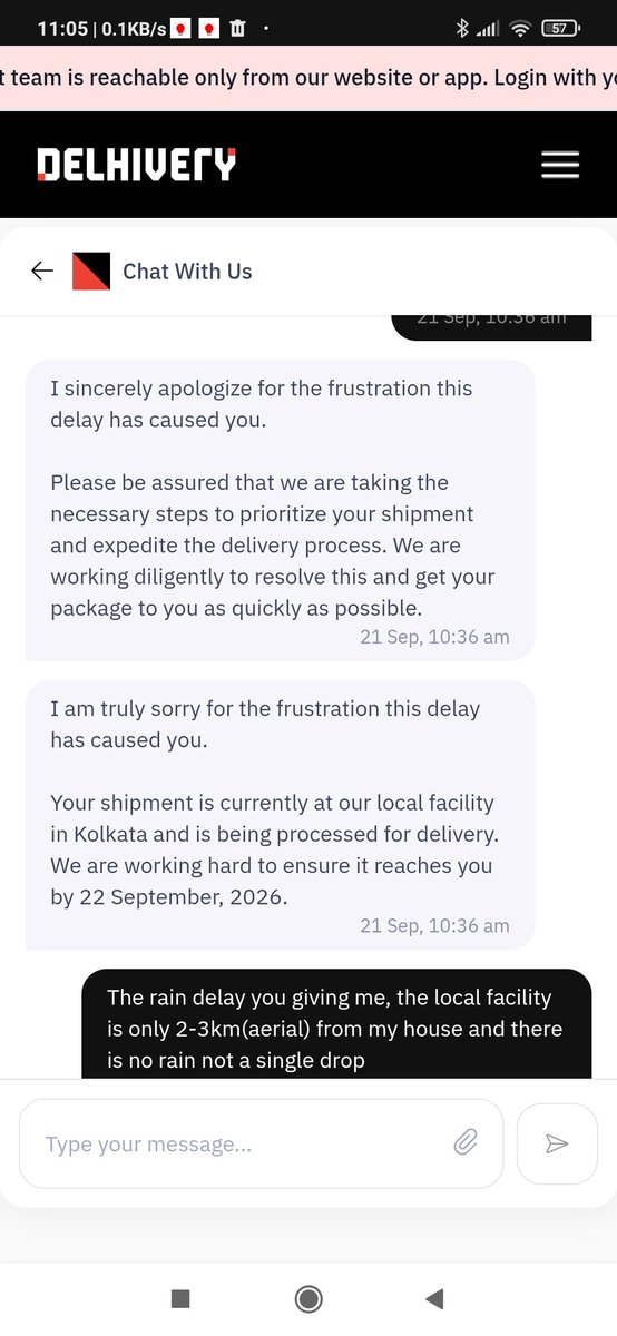 SayanGh76669557's tweet photo. @help_delhivery Very Unsupportive Customer Support. https://t.co/RPHPdvtZgD
