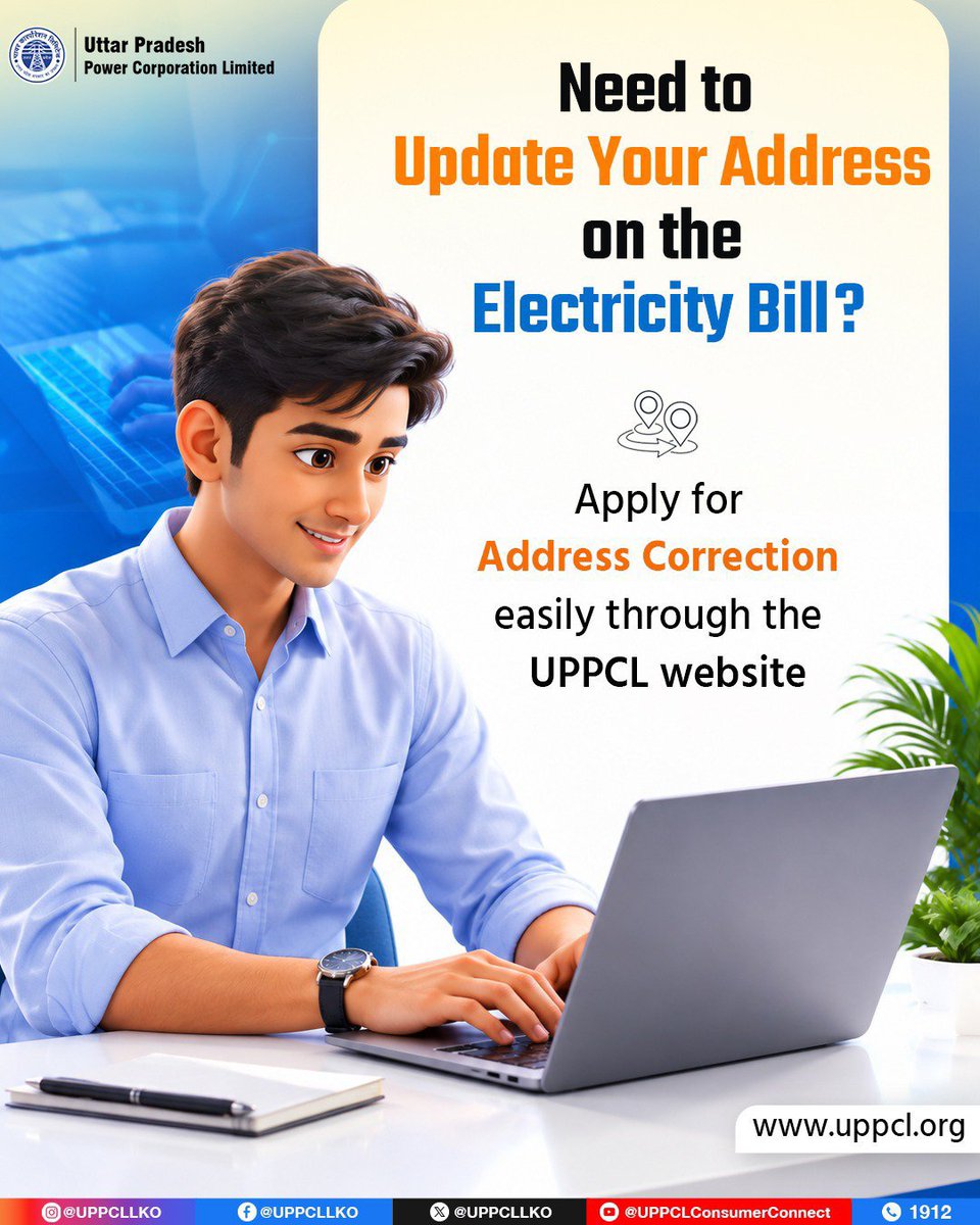 puvvnlchandauli's tweet photo. Is your address incorrect on your electricity bill? Submit an address correction request online through the official UPPCL website and keep your consumer details accurate.  #UPPCL #AddressCorrection #DigitalUPPCL
@EMofficeUP
@PuVVNLHQ
@dmchandauli https://t.co/5JB5WefCUN