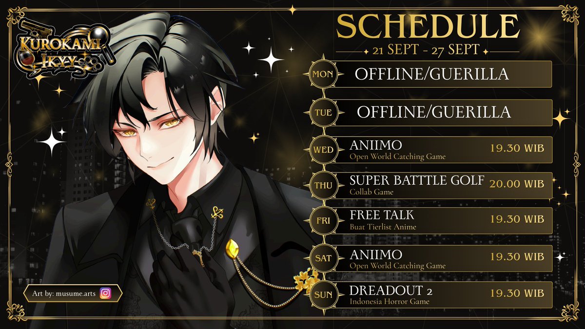 IkyyKurokami's tweet photo. 🍷WEEKLY SCHEDULE🍷
🗓️ 21 - 27 September 2026🗓️
Haloo para Agent 🔍
Jadwal live minggu ini sudah siap! ✨
Bakal ada game, ngobrol, collab dan tentunya chaos seperti biasa 😂
See you on stream guys🍷
📍Live on Youtube (Kurokami Ikyy🍷🔍)
#VtuberID #Schedule #KurokamiIkyy https://t.co/Pu2nSjD3Cl