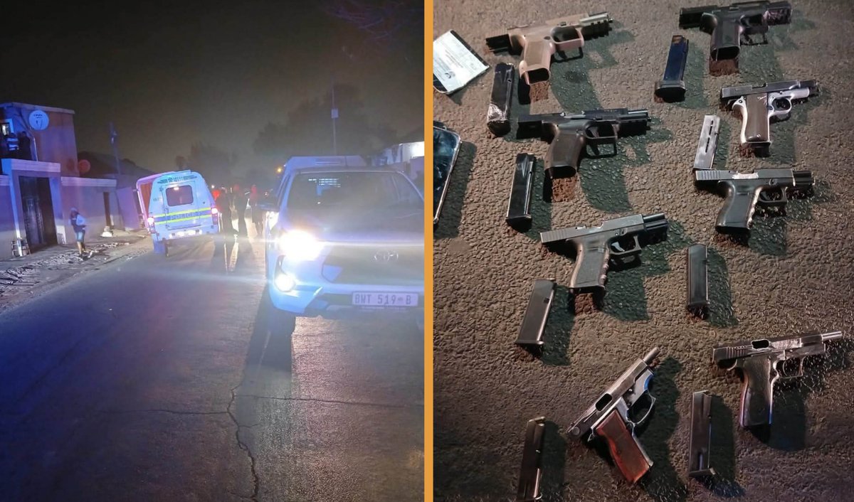 TheTruthPanther's tweet photo. One Suspect Shot and Killed After Allegedly Opening Fire On Police In Cleveland As 10 Suspects Are Arrested And Nine Firearms Recovered Following a Shootout 

Gauteng police arrested 10 suspects aged between 30 and 54 and recovered nine firearms following a shootout in Cleveland on Monday, 21 September 2026. The incident happened at approximately 19:36 when police conducting patrols noticed a suspicious Hyundai H100 fitted with blue lights and a siren.

The vehicle stopped when police approached but allegedly drove away when officers attempted to intercept it. Police called for backup and continued following the vehicle. When it eventually stopped, three suspects allegedly got out and opened fire at police, resulting in a shootout. Two suspects fled on foot, while a third was fatally shot.

Police then searched the Hyundai H100 and found 10 suspects inside the vehicle. Officers recovered nine firearms, magazines and live ammunition during the search. Cleveland police have opened cases of murder, attempted murder, attempted business robbery, and possession of unlicensed firearms and ammunition.

The 10 arrested suspects are expected to appear before court soon. Police investigations are continuing as authorities work to establish the circumstances surrounding the shootout and the alleged offences. The operation resulted in the recovery of nine firearms, magazines and live ammunition from the vehicle.