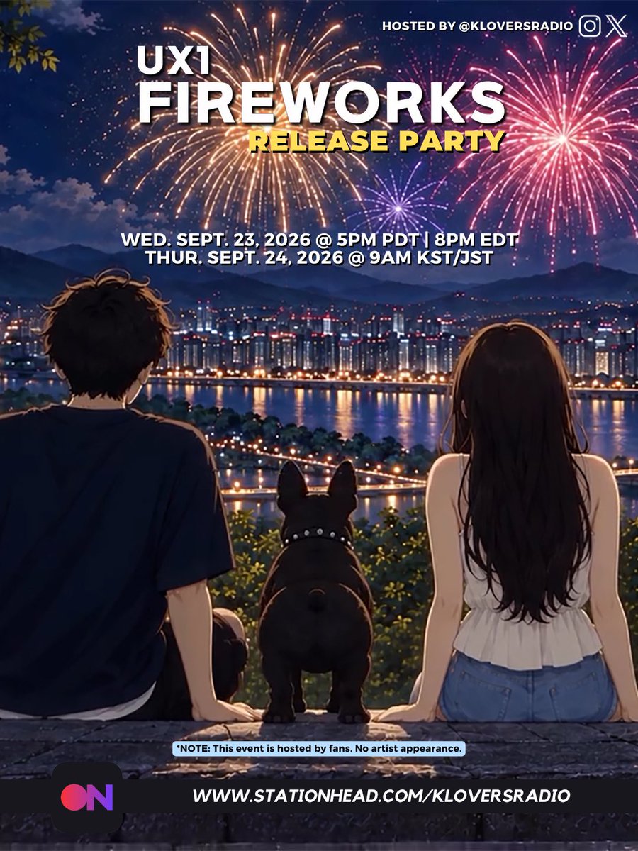 kloversradio's tweet photo. Get ready to celebrate the new @ux1_official release #FIREWORKS with us @STATIONHEAD!🎇🎆
@kevinwoo91 @KiSSeop91 @HooN91y
Wed. 9/23 @ 5pm PT | 8pm ET
Thur. 9/24 @ 9:00 KST/JST
https://t.co/aleUeyy9p3
📌 No artist
@kloversradio @deewoonit
#UX1 #UX1_FIREWORKS #HOON #KEVIN #KISEOP https://t.co/krsxjehOB4