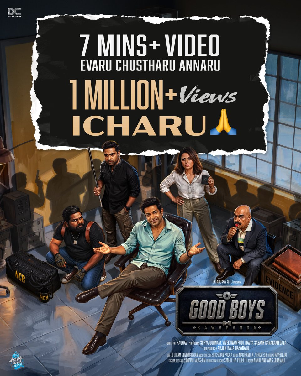 Telugu70mmweb's tweet photo. 7 minutes video evaru chustaru annaru…!😎

But #GoodBoys proved them wrong! 💥

1 MILLION+ VIEWS & COUNTING for the #GoodBoys Title Announcement! 🚀

A @DeccanCinemaEnt #ProductionNo -1 🎬

@vennelakishore @harshachemudu @aslishrutisodhi @rrmaguluri @wamcee @creations_josh @hyperaadi @actorkiranmacha @SuryaG1144 @sasi524 @vivekimapudi @rrmaguluri @dop_gtham
