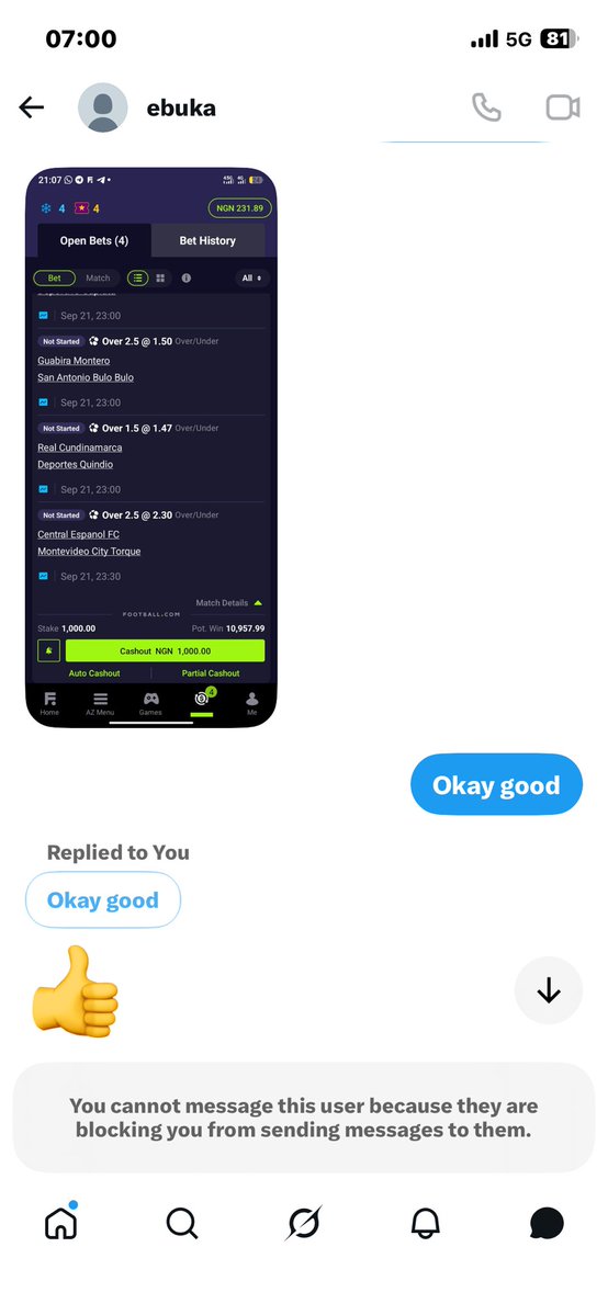 thomas0010000's tweet photo. Guys help me report this account he won 🏆 and he blocked me and we both agreed payment after winning https://t.co/6cCSzuZQKA