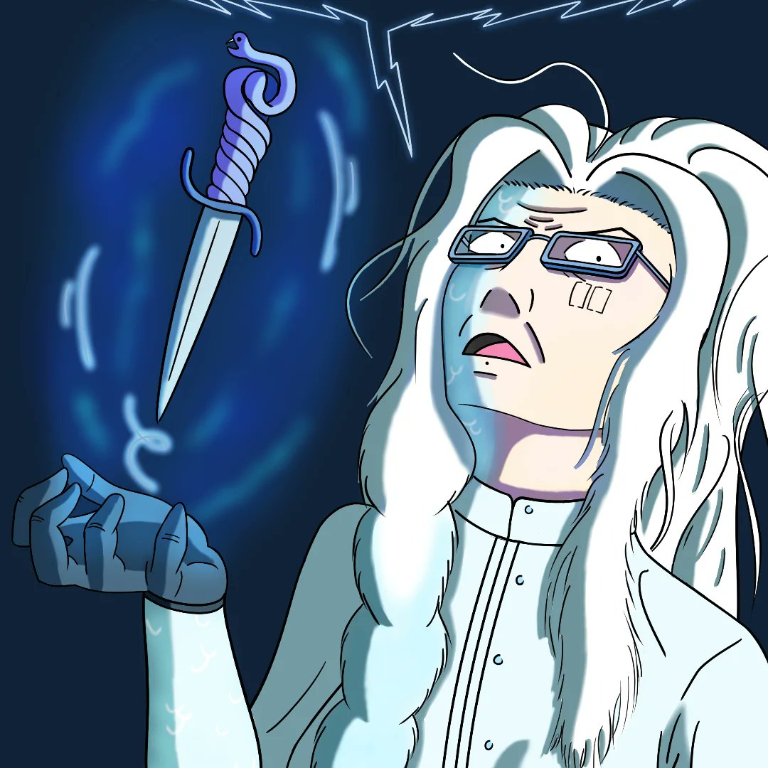 BarabaraOpwlp's tweet photo. Here’s fan art of the boss of team @_kkoem. I tried my best to capture her personality and spirit animal: the snake. But deep down, she has a good heart, I swear. https://t.co/FYJkK42zix