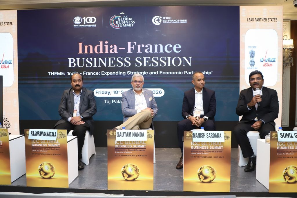 ICC_Chamber's tweet photo. The India–France Business Session at the ICC Global Business Summit - Edition 2 was held on September 18 at Taj Palace, New Delhi, under the theme 'India-France: Expanding Strategic and Economic Partnership.'

The session featured a welcome address by Ms. Payal S. Kanwar, Director General, IFCCI, and a keynote address by Mr. Florent Mangin, Head of the Regional Economic Department for India and South Asia, Embassy of France in India.

A panel discussion on 'India-France Business Partnership: From Market Access to Global Growth' brought together industry leaders: Cdr. Gautam Nanda (Partner, Ernst & Young), Mr. Sunil Goyal (Deputy CEO, Sopra Steria), and Mr. Manish Sardana (Managing Director, Vygon India). Mr. Rajkiran Kanagala (President & Chief Business Officer, TCI) moderated a discussion on how to enhance bilateral market access, leverage technology, and drive innovation-led global growth.

The session concluded with a vote of thanks by Mr. Ajay Sardana, Chairman, ICC National Expert Committee on Chemicals, Petrochemicals and Petroleum, reaffirming the commitment to deepen India–France economic collaboration.

#IndiaFrancePartnership #ICCGlobalBusinessSummit #IndianChamberOfCommerce #GlobalGrowth #EconomicCollaboration

@IFCCI1 | @IndiaembFrance | @FranceinIndia | @payalskanwar | @EY_India