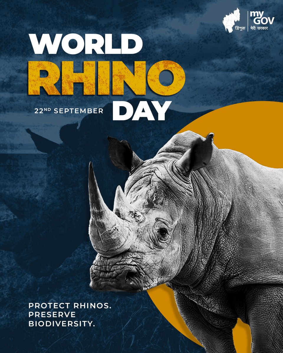 mygovtripura's tweet photo. On #WorldRhinoDay, let us raise awareness about the importance of protecting rhinos, wildlife and their natural habitats. Through responsible actions and greater awareness, we can help safeguard these magnificent species for future generations. https://t.co/iIx4TAuYOd